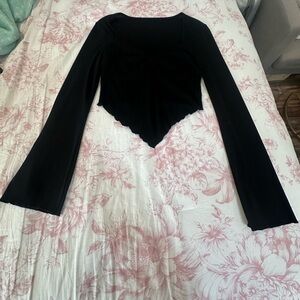 SHEIN Black Asymmetrical Hem Blouse